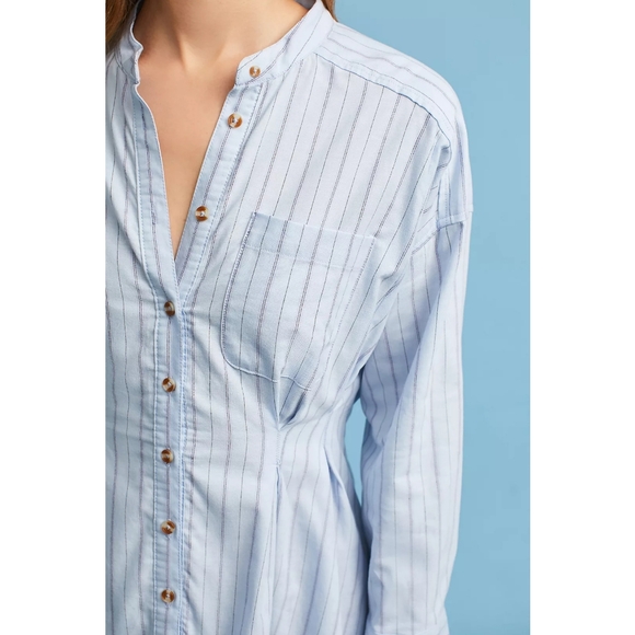 Maeve Anthropology Benna Striped Buttondown Cotton Shirt Size 2 - Picture 4 of 16